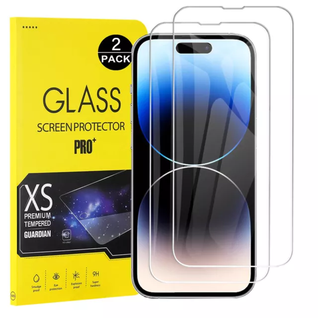 2X For iPhone 15 14 13 12 11 Pro Max X XR 7 8 SE Tempered Glass Screen Protector