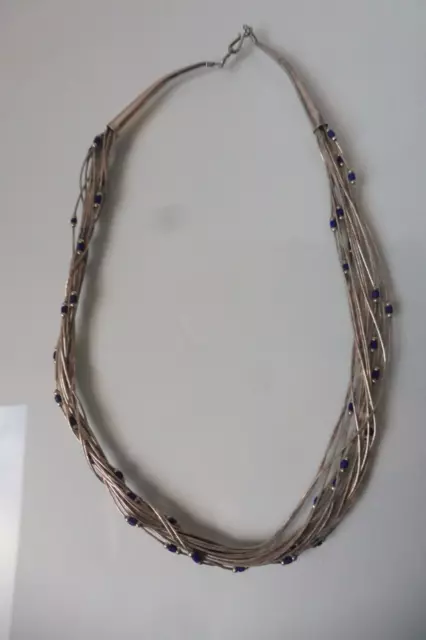 Sehr schöne, alte Kette , Halskette  , 925 Silber mit Lapislazuli  , 20 Stränge