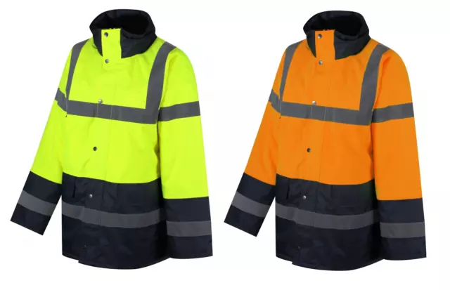 Traega TJK03 Hi Vis 2 Tone Parka Style Waterproof Safety Traffic Jacket Coat