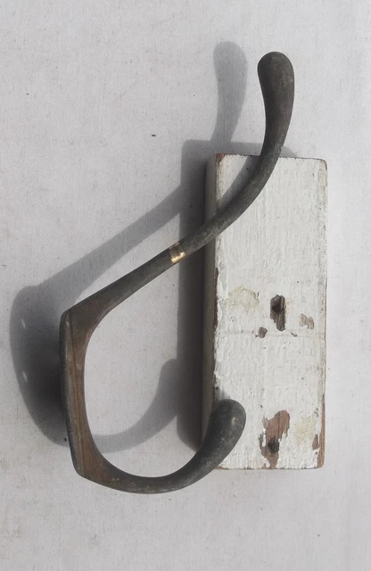 Old Antique Vintage Brass Coat Hook Kitchen Wall Hat Robes Door Hanger 3