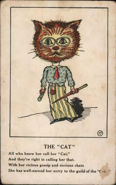 Caricature The "Cat" Antique Postcard Vintage Post Card