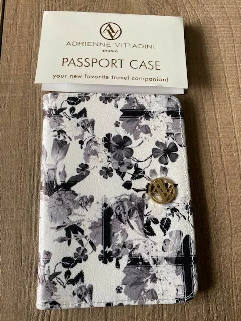 Passport case, Adrienne Vittadinl grey floral pattern, new in origial packaging