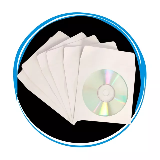 200 CD DVD White Paper Sleeve with Clear Window and Flap Envelopes 80g