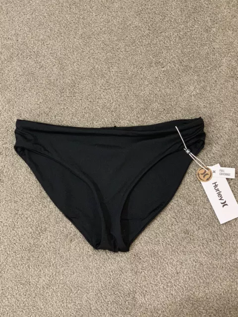 Hurley Solid Full Standard Bikini Bottoms Black Women’s Size Small Silky Smooth