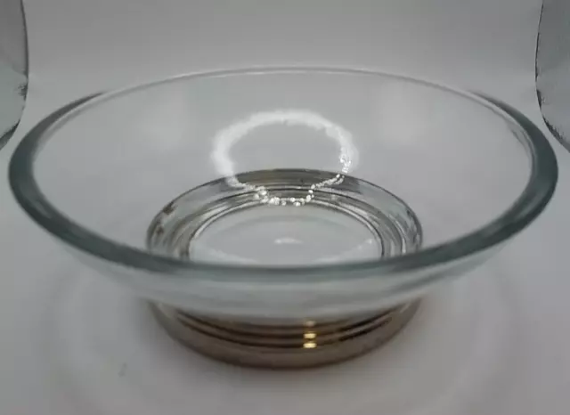 Set of 8 50's MCM Heavy 6.5" Glass Bowls with Silver Plated Base