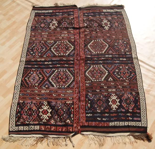 Tapis Décoratif Kurde Kilim Tissé À La Main Rectangle Laine Marron Kilim...