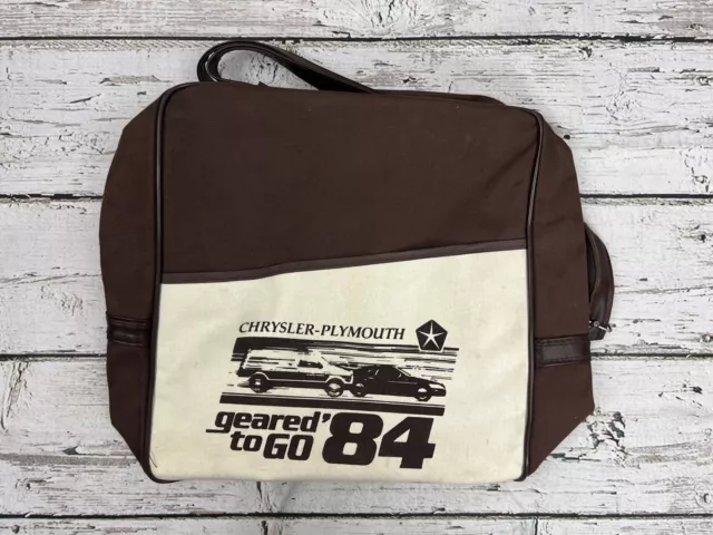 VTG 1984 Chrysler-Plymouth "Geared To Go" Promotional Duffle Travel Carry Bag