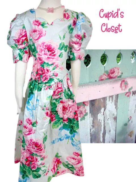 Vintage 5/6 Girl Storybook Heirlooms Pink Floral Dress Garden Party💘