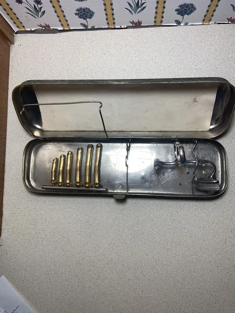 Antique Medical Intubation Kit  Equipment In Metal Case W/Booklet