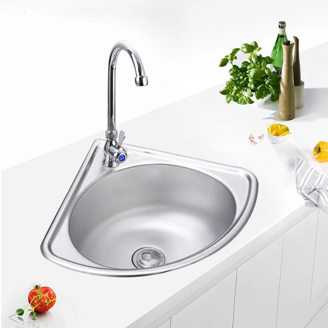 STAINLESS STEEL KITCHEN Corner Sink Single Triangle Wash Basin Corner