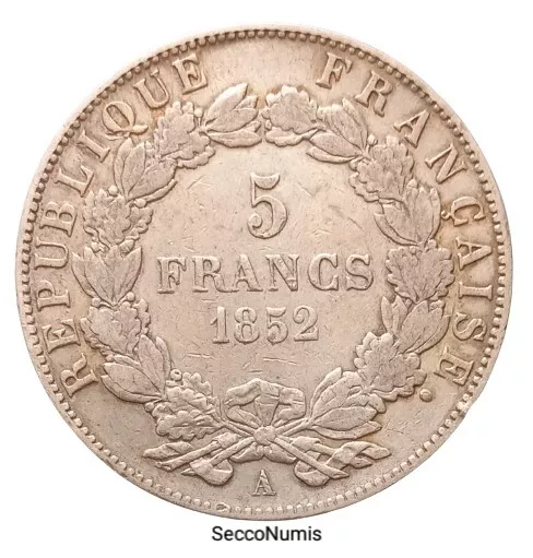 NAPOLÉON III. Écu 5 Francs 1852 A Paris 2