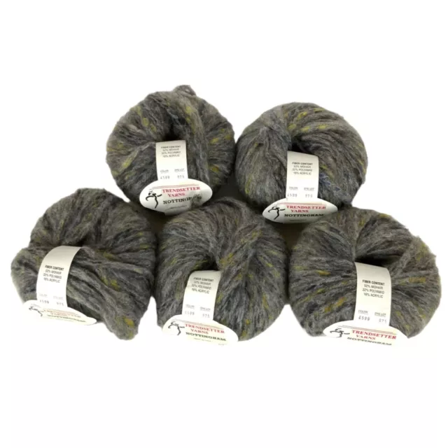 Trendsetter Yarns Nottingham Mohair Blend 5 Skeins Gray Beige 4598 4599 Lot 975