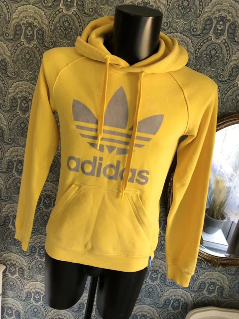 Giacca top da uomo vintage Adidas Originals giallo trifoglio felpa con cappuccio giacca piccola
