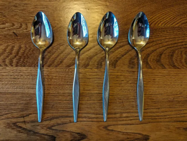 Set Of 4 Teaspoons Spoons Oneida WM A Rogers WINDRIFT Stainless 6 1/8