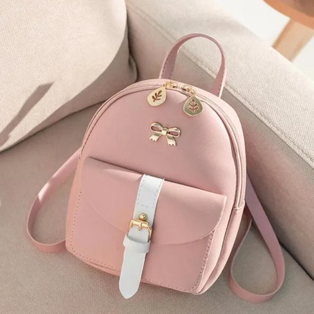Fashion Sweet Bow PU Leather Backpack Korean Simple Casual Women's Mini Backpack