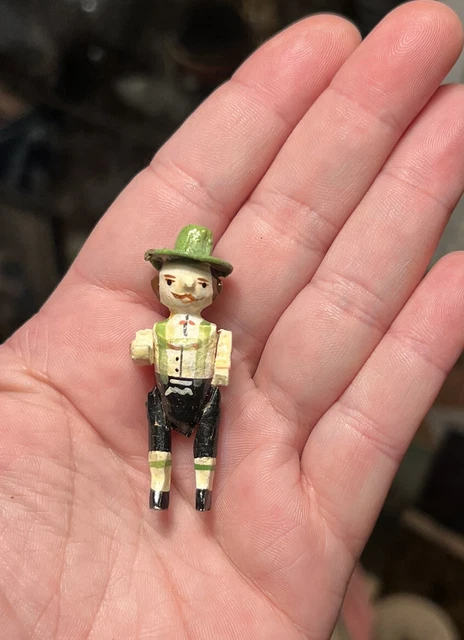 Antique 1890’s German Miniature Wood Jointed Grodnertal Boy Doll