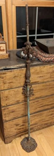 Rare Antique Ornate Forged Lightning Rod Base Copper Iron Garden Stand