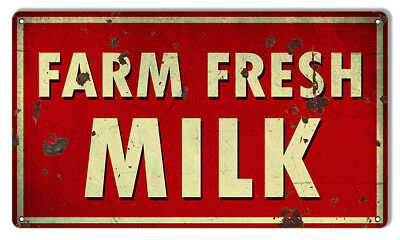 Vintage Farm Fresh Milk Country Reproduction Metal Sign 8x14