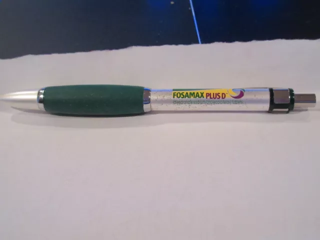 Pharmaceutical drug rep collectible pen advertising FOSAMAX plus D metal  writes