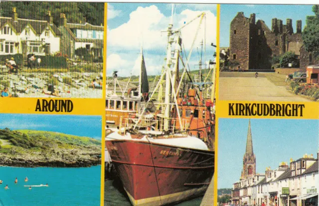 Vintage Multiview Postcard With Views Around Kirkcudbright Posted 1979.