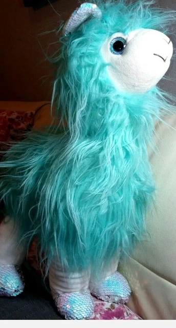 20" Tall Aqua Sparkle Llama Stuffed Animal Stands on Its Own New with Tags