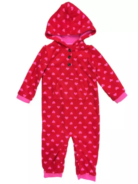 Carters Infant Girls Red Fleece Dot Hooded Jumpsuit Coverall Baby Outfit 24m