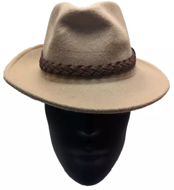 ** HAT Brown Fedora Wool Fashion Braided Band Summer Sun Protection TH02302 FR