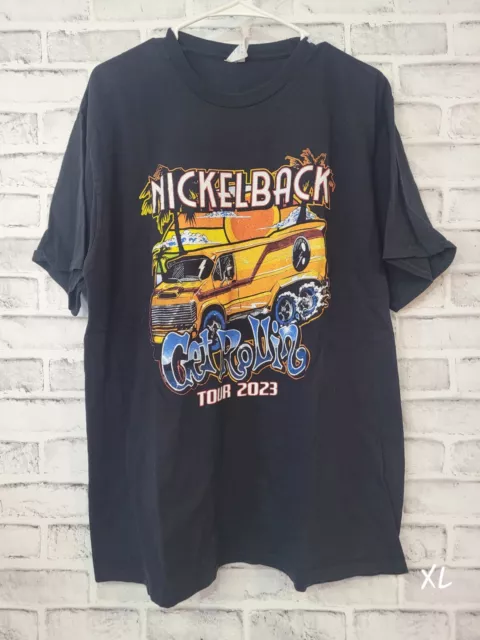 Nickelback T-Shirt Get Rollin Tour 2023 Band Official Black Size XL