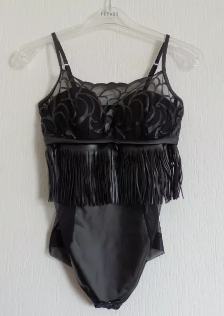 Intimissimi Pelle Look Body 80C Lingerie Sexy Nuovo Tulle Frange Cheeky L 2