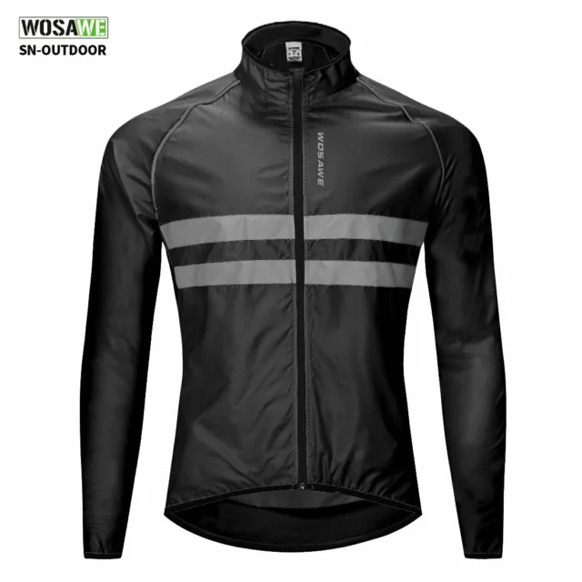 WOSAWE Men Reflective Cycling Windproof Jacket Vest MTB Bike Sports Windbreaker