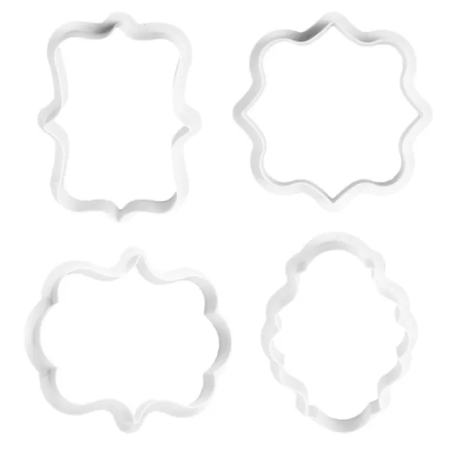 4x Plaque Frame Border Cookies Cutter Fondant Cake Biscuit Pastry Mold DIY