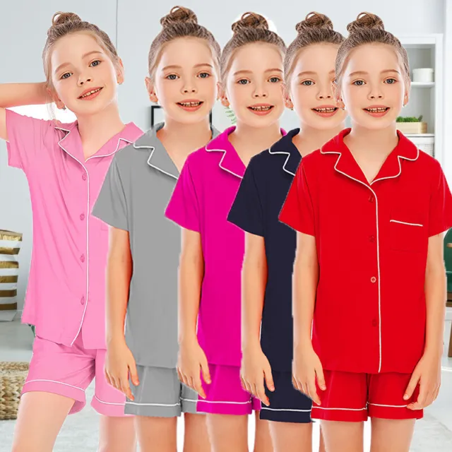 Boy Girls Silk Pyjamas Set Nightwear Top Pants Pjs Satin Sleepwear Outfits