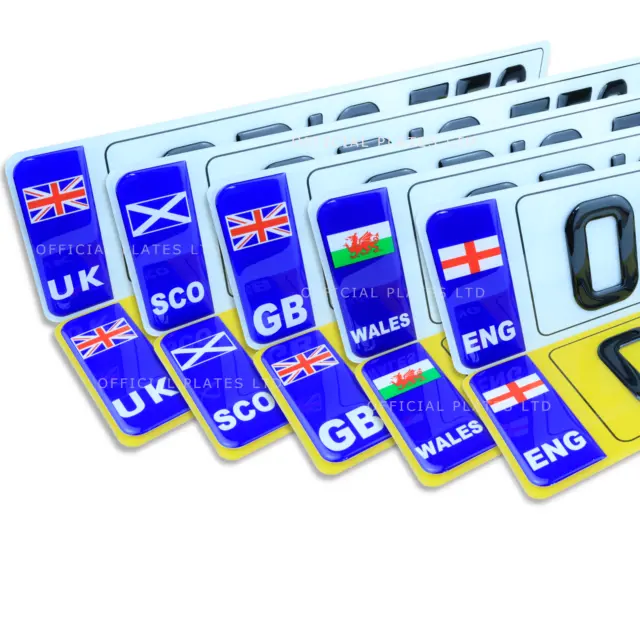 Premium 3D Badge Gel Number Plates (Front & Rear) for Car Van Trailer UK Europe