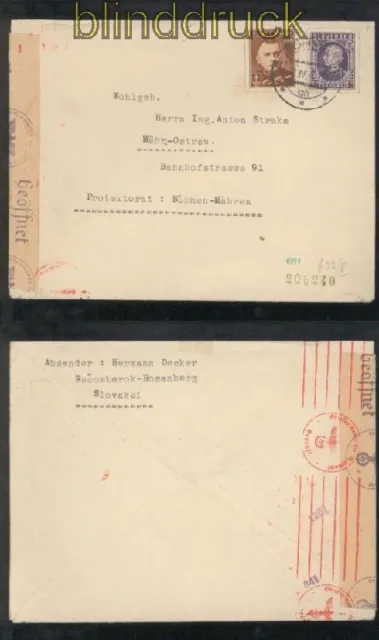 Slowakei MiF Auslands-Zensur-Brief Ruzomberok Rosenberg 1942 (43061)