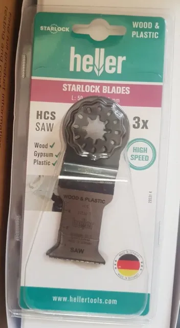 Heller Starlock Multi-Tool Wood and Plastic HSC Saw Gypsum High Speed Blades x3