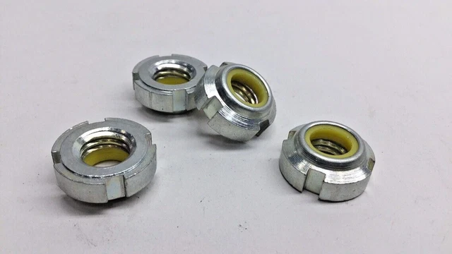 MMCC I009597-4 Slotted Shaft Lock Nut Nylon Insert M10 x 1.5 (Pack of 4) Spanner