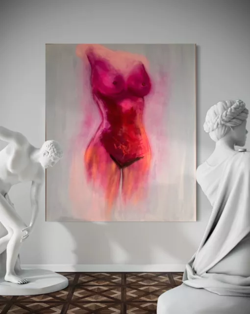 Lady Rose, Figurativ Art, Abstract Art, Acryl Paining 80x100 cm