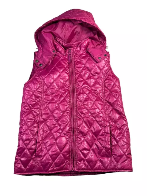 Pumpkin Patch Girls Hooded Puffer Vest Metallic Pink Size 12 150cm