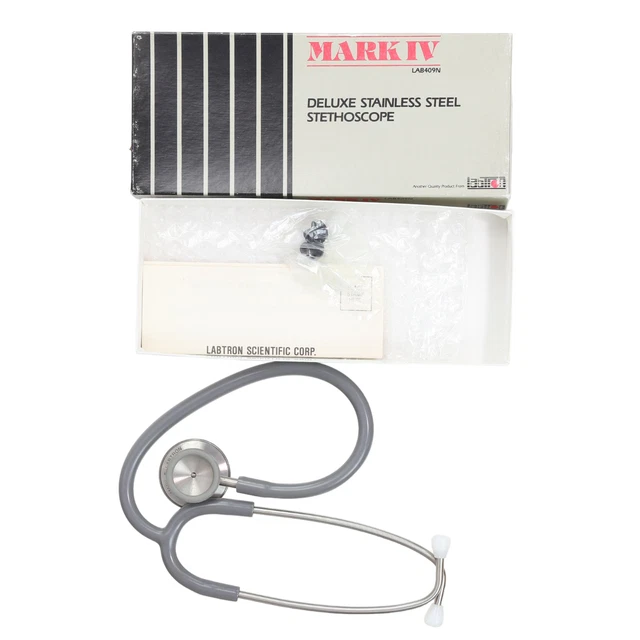 Vintage Mark IV Labtron Deluxe Stainless Steel Stethoscope Gray LAB409N 04-409GY