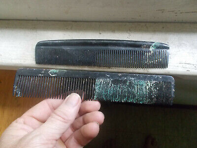 PAIR OF EARLY HARD RUBBER HAIR COMBS DUG IN 1880s TRASH PIT "RUBBER COMB & JCO""