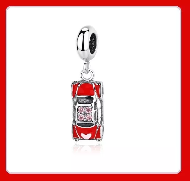 Genuine 925 Sterling Silver Fashion Charm 3D RED VW LOVE BUG CAR 13mm x 6mm