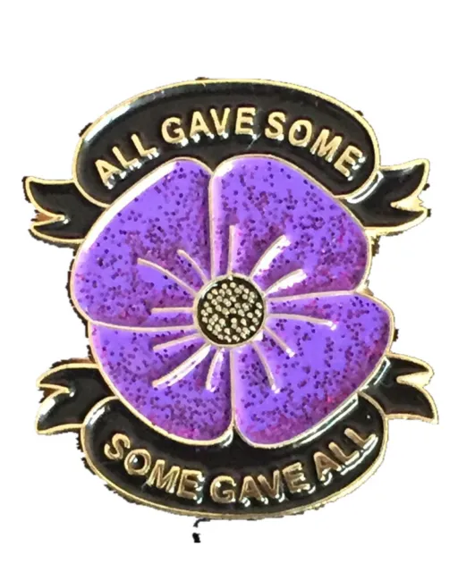 WW2  Purple Poppy Veteran Enamel Pin Badge Never Forget Animal Dog Peace Brooch