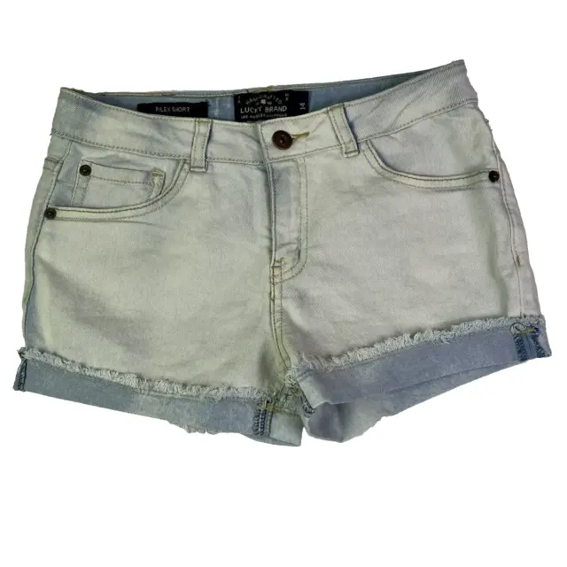 Lucky Brand Riley Shorts Light Blue Denim Cut Off Jean Rolled Cuffed Size 14