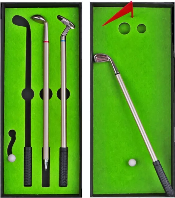 Mini Golf Desktop Game, 3 Gel Pens, Green