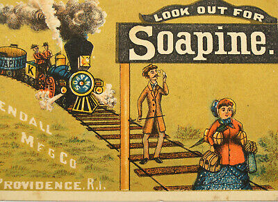 1880s-1890s Soapine Kendall MFG Co Soapine Train Man and Woman Tracks T40