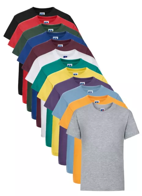 Russell 180B Cotone Tinta Unita Bambini Bambine Maglietta T-Shirt