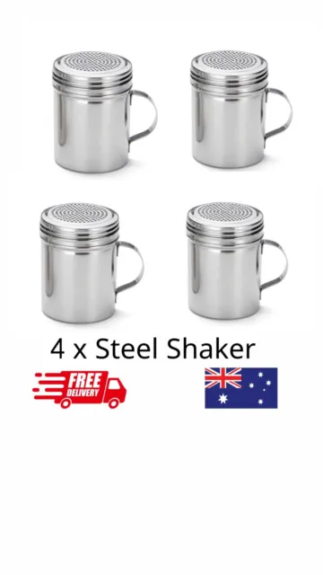 Salt Sprinkles Cocoa Shaker Dredger Stainless Steel restaurant steel x 4