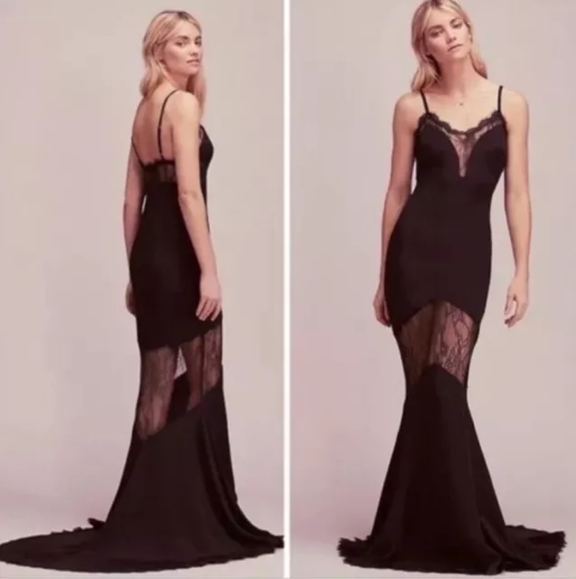 Stone Cold Fox Edwin Black Lace Cutout Bodycon Trumpet Maxi Gown XS/Small Sexy 2