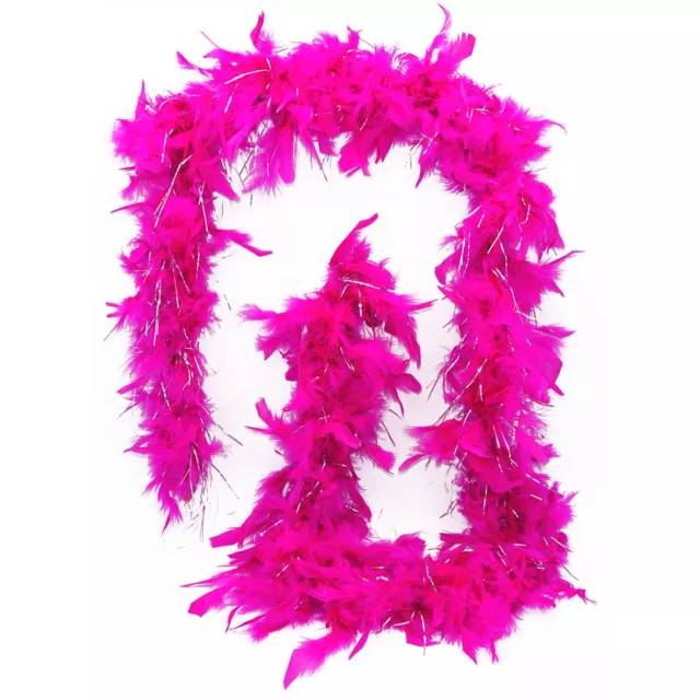 FEDER BOA PINK SILBERSTREIFEN Karneval Party Federboa Stola Federschlange 180cm