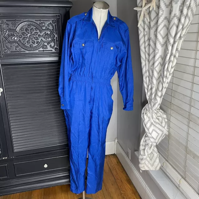 Vintage Saint Germain Royal Blue Jumpsuit USA Size 11/12 French Size 42